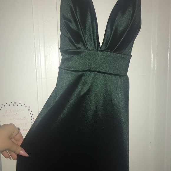 Emerald Green Split Prom Dress - Picture 1 of 7